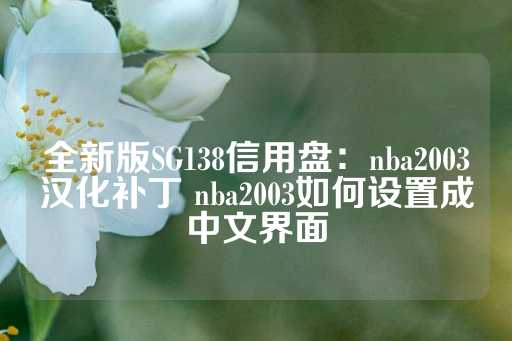 全新版SG138信用盘：nba2003汉化补丁 nba2003如何设置成中文界面